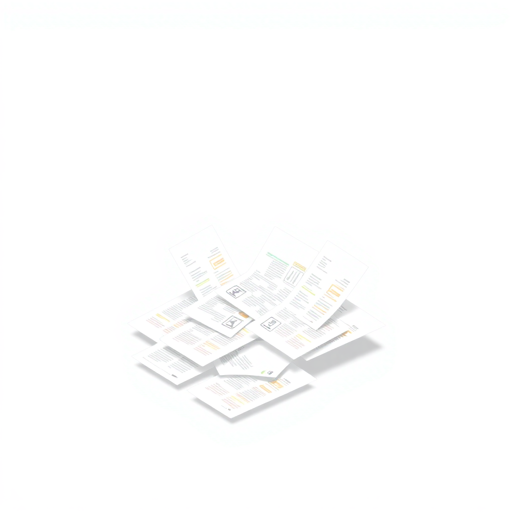 Image of scattered paperwork, representing unstructured sales, shape 1:1