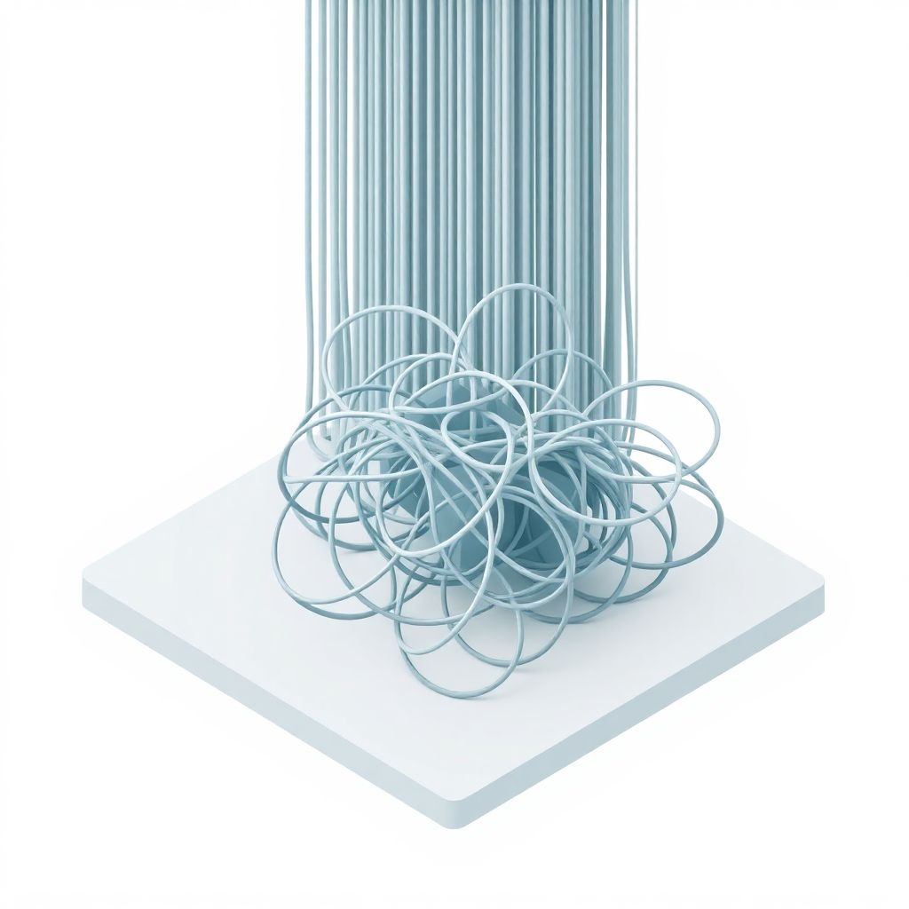 Image of tangled wires, representing fragmented systems, shape 1:1