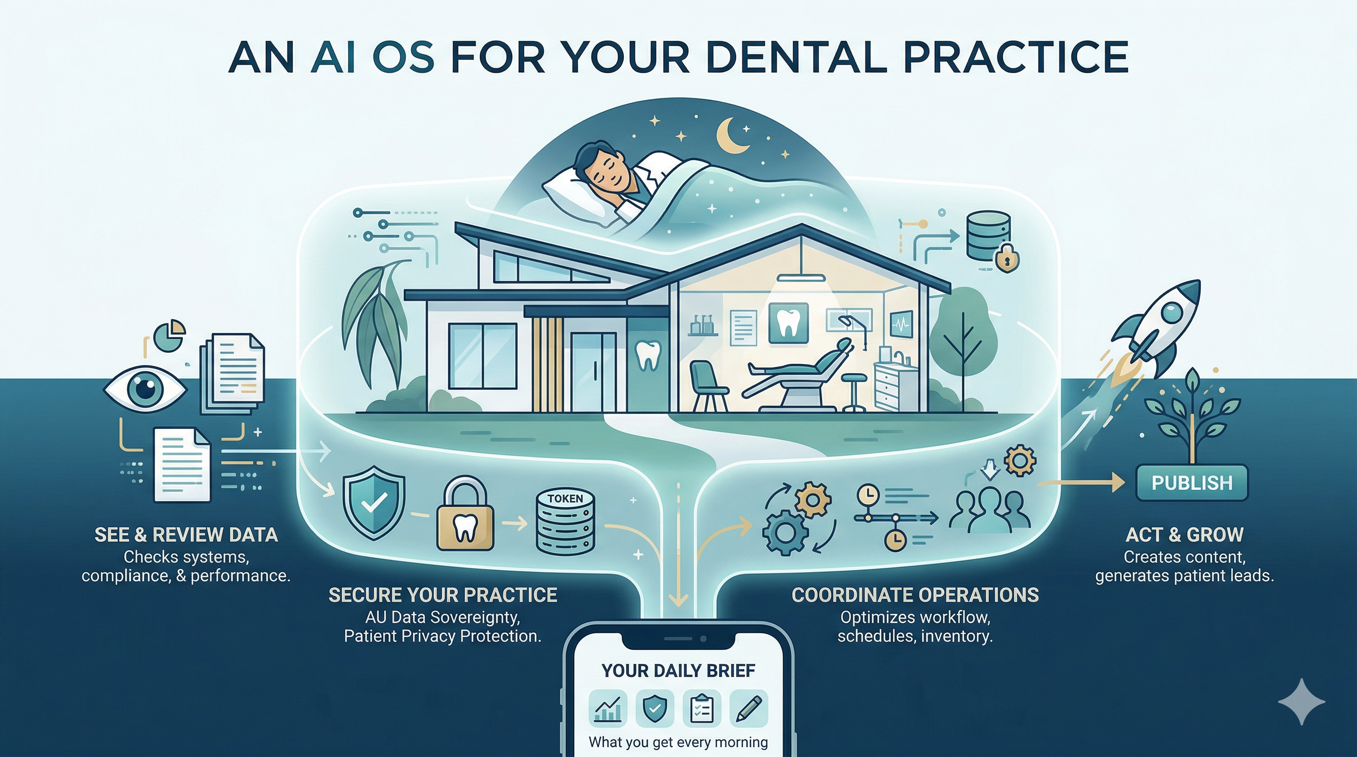 An AI OS for Your Dental Practice — See & Review, Secure, Coordinate, Publish, Act & Grow
