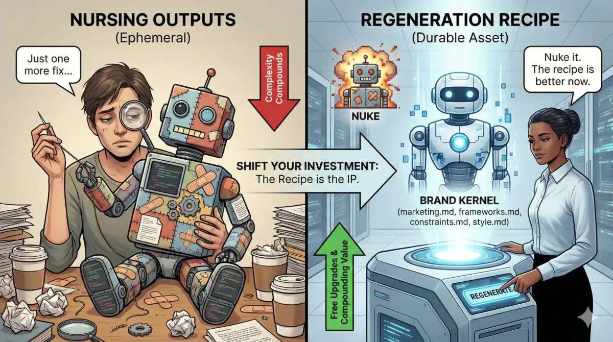 Stop Nursing Your AI Outputs. Nuke Them and Regenerate.