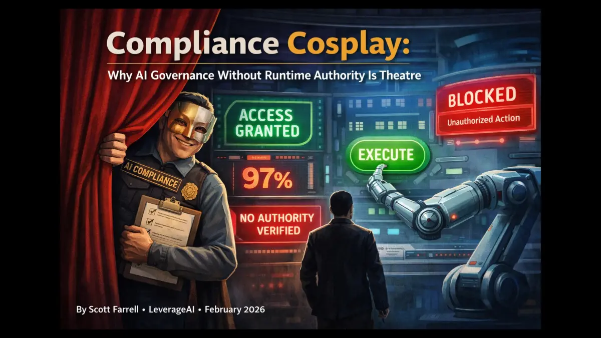 Compliance Cosplay: Why AI Governance Without Runtime Authority Is Theatre